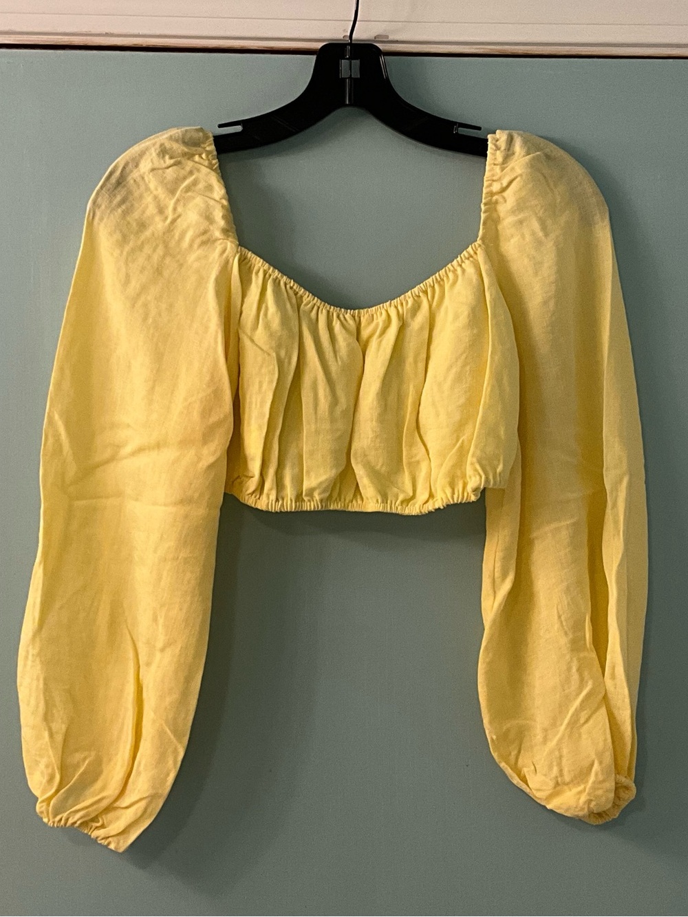 Sunrise Puff-Sleeve Cropped Top - Yellow